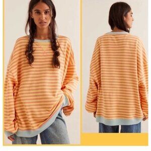 NEW WE THE FREE BY FREE PEOPLE CLASSIC STRIPED OVERSIZED SWEATSHIRT TOP MEDIUM